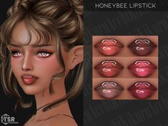 an animated image of a woman's lips with different makeup colors and hair styles