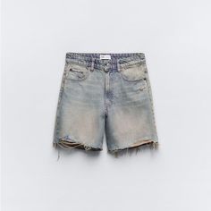 Mid Rise Five Pocket Shorts. Ripped Detail And Unfinished Hems. Front Zip And Metal Button Closure. Zara Light Wash Cutoff Shorts, Zara Denim Blue Shorts With Pockets, Zara Distressed Bottoms For Summer, Zara Casual Jean Shorts With Pockets, Casual Zara Jean Shorts With Pockets, Zara Casual Jean Shorts, Zara Cutoff Light Wash Jean Shorts, Zara Light Wash Cutoff Jean Shorts, Zara Cutoff Shorts With Pockets