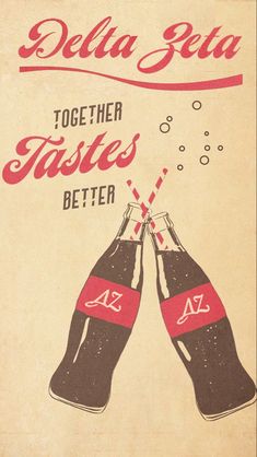 an advertisement for pi pella together tastes better with two beer bottles in the middle