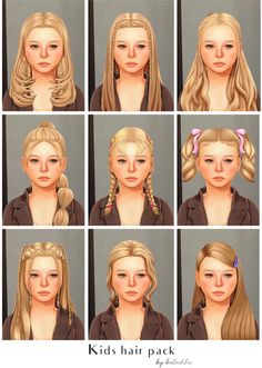 six different images of the same woman's hair in various styles and hairstyles