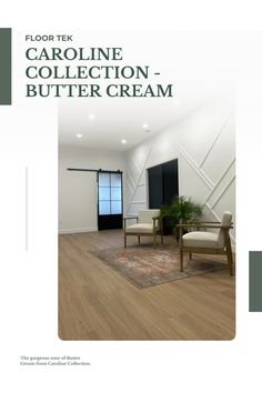 floor tek carolina collection - butter cream brochure front cover with chair and rug in foreground