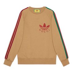 Gucci x adidas Cotton Sersey Sweatshirt 'Camel' 691638-XJEML-2184 Adidas X Gucci, Gucci X Adidas, Gucci Sweatshirt, Gucci Adidas, Designer Sportswear, Gucci Store, Adidas Crazy, Designer Sweatshirts, Jersey Sweatshirt