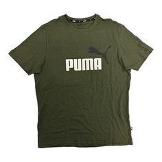 This Puma Essentials Logo T-Shirt From 100% Cotton And Has A Large Puma No.1 Logo Rubber Print On Center Chest. This T-Shirt Has A Ribbed Crew Neck. Green Casual Logo T-shirt, Casual Green Logo T-shirt, Green Casual T-shirt With Logo, Casual Cotton T-shirt With Puma Logo, Puma Logo Cotton Short Sleeve Top, Puma Logo Cotton Top For Streetwear, Cotton Puma Logo Top For Streetwear, Casual Puma Logo Short Sleeve Top, Puma Cotton Top For Streetwear