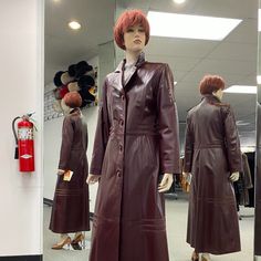 Sophie Long, Vintage Long Leather Coat, Luxury Vintage Long Leather Coat, Trench Coats Women Long, Luxury Brown Leather Fur Coat, Luxury Full-length Brown Outerwear, Plaid Trench Coat, Luxury Long-sleeved Burgundy Leather Jacket, Medium Coat