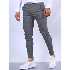 Season:Spring  Summer; Fabric:100% Cotton; Gender:Men's; Style:Streetwear,Fashion,Casual; Occasion:Outdoor,Going out,Daily; Fit Type:Regular Fit; Function:Comfort,Soft,Breathable; Waistline:Mid Waist; Pattern:Plain; Design:Pocket; Pants Type:Chino Pants,Trousers,Chinos; Front page:FF; Listing Date:03/15/2023; Hips:; Length:; Waist:; Fit US Size:null; Fit UK Size:null; Fit EU Size:null Fitted Casual Dress Pants Solid Color, Fitted Casual Dress Pants In Solid Color, Casual Slim Fit Solid Color Bottoms, Slim Fit Gray Pants For Fall, Casual Solid Color Slim Fit Bottoms, Spring Slim Bottoms With Pockets, Casual Non-stretch Slim Pants, Trendy Slim Bottoms With Pockets, Non-stretch Slim Casual Pants