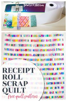 the instructions for how to make a scrap quilt with paper rolls and tape on it