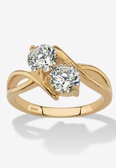 two stone ring in yellow gold