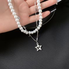 Length: 41-50cm Alloy Pearl Necklace As A Gift, Elegant Pearl Choker With Chain Detail, Elegant Pearl Choker With Chain, Pearl Choker With Chain Detail, Trendy Silver Jewelry With Pearl Charm, White Pearl Necklace With Alloy, Trendy Pearl Necklace With Chain, Trendy Silver Charm Necklace With Pearl Chain, Trendy Silver Charm Necklaces With Pearl Chain