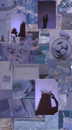 a collage of images with people and objects in them, including pictures from the film frozen water