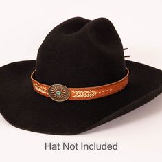 Description - One size fits all - Leather Introducing the Ottawa Hat Band! This handsome hat band comes in two rich, earthy colors: brown and copper. It features a big concho in the center of the band, adding just a touch of western flair. The detailed stitching adds an extra touch of intricate detail. Whether you're dressing up for a night out on the town or just adding a little bit of personality to your everyday look, the Ottawa Hat Band is the perfect choice. **Please note this is the hatban Classic Brown Hat For Festivals, Classic Adjustable Distressed Brown Hat, Brown Concho Hat For Ranch, Adjustable Brown Leather Hat Bands, Brown Country Hat Bands For Rodeo, Rustic Brown Hat Bands For Rodeo, Western Concho Hat Bands For Country Events, Country Style Concho Hat Band For Rodeo, Western Hat With Leather Sweatband For Western-themed Events