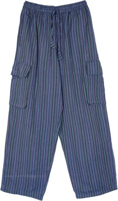 Comfort wear and style go hand in hand with these lounge unisex cotton pants! With a drawstring waist, the trousers look casually chic and are incredibly comfortable. The woven cotton ankle-length striped pants with five deep utility pockets, this lightweight clothing item can be warm or cool weather. #tlb #SplitSkirtsPants #Pocket #Yoga #vacationclothing #CottonPantswithpockets #Unisexbohopants #Bohocargopants #Unisexpantswithpockets Cotton Harem Pants With Elastic Waistband For Loungewear, Casual Cotton Harem Pants For Loungewear, Summer Comfortable Relaxed Fit Cargo Pants, Summer Cotton Parachute Pants With Drawstring, Summer Cotton Parachute Pants With Hip Pockets, Comfortable Cotton Harem Pants With Relaxed Fit, Comfortable Cotton Relaxed Fit Harem Pants, Blue Cotton Harem Pants With Pockets, Blue Cotton Parachute Pants With Cargo Pockets