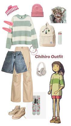 Casual Outfits Hijab, Chihiro Cosplay, Pretty Movie, Character Inspired Outfits, Cottagecore Outfits, Korean Casual Outfits, Anime Inspired Outfits, Casual Cosplay, Themed Outfits