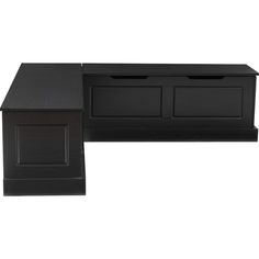 a black table with two drawers on it