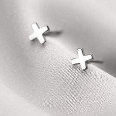 Cross Stud Earrings Cross Stud Earrings, Cross Earrings Studs, Sterling Silver Studs, Sterling Silver Earrings Studs, Day And Night, Gold Earrings Studs, Stud Earring, Silver Studs, Gold Vermeil