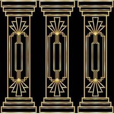 an art deco design in gold and black