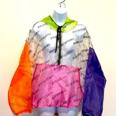 Long Sleeve, Hoodie, 100% Polyester, Size 2x Trendy Multicolor Hooded Windbreaker, Trendy Pink Outerwear With Drawstring Hood, Multicolor Hooded Windbreaker For Streetwear, Multicolor Hooded Windbreaker With Color Block, Hooded Multicolor Windbreaker For Streetwear, Multicolor Hooded Color Block Windbreaker, Casual Multicolor Outerwear With Drawstring Hood, Multicolor Color Block Hooded Windbreaker, Multicolor Hoodie With Drawstring For Spring