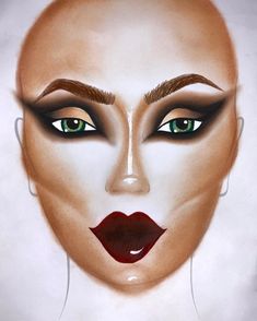 "90's Cat Eye inspired Makeup Face Chart 100% Hand Drawn Created Only Using Makeup Products/Cosmetics   8.5\"x11\"" Face Contouring Makeup Tutorial, Contouring Makeup Tutorial, Bombshell Makeup, Face Contouring Makeup, Contouring Makeup, Makeup Face Charts, Inspo Makeup, Cat Eye Makeup, Face Chart