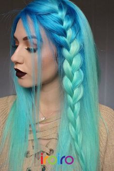 Blue And Green Hair, Blue Mermaid Hair, Edgy Updo, Unusual Hair Colors, Diy Updo, Dyed Hair Blue, Blue Ombre Hair, Side Braid Hairstyles, Turquoise Hair