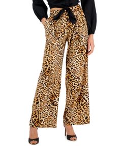 These cheetah-print pants from INC International Concepts have a wide-leg silhouette for when you want something with big impact. Approx. inseam: 31" High rise; wide leg Pull-on style Pleated at top of leg Slant pockets at front Linen/rayon/spandex Machine washable Imported Web ID: 13335487 Pants Linen, Printed Wide Leg Pants, Womens Capris, Matching Family Outfits, Family Outfits, Sleeves (women), Printed Pants, Pull On Pants, Linen Pants