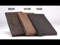 three different types of wooden planks with the words live oak, live oak and shiloh