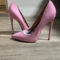 Same Great Louboutin Stiletto Shape, Fits Like A 6 Exactly. Pink Fitted High Heel Court Shoes, Pink Patent Leather High Heels, Barbie World, Pastel Pink, Shoes Women Heels, Shoes Heels, Pastel, Size 6, Women Shoes