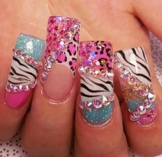 Trashy Y2k Nails, Trashy Nails, Mcbling Nails, Scene Nails, Nail Art Designs Simple, Gyaru Nails, 00s Mode, Simple Nail Art, Punk Nails