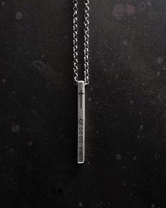 Elevate your style with our meticulously crafted Men's Name Necklace, a custom name pendant that seamlessly blends minimalist elegance with personal significance. This sterling silver pendant on a chain is the perfect accessory for those who value both aesthetics and sentimentality. Personalization at Its Finest This custom necklace offers individual engraving options, allowing you to inscribe a special date or name up to 15 characters on each side. Whether it's an important milestone, a loved o Minimalist Stainless Steel Necklace For Father's Day, Minimalist Box Chain Jewelry For Father's Day, Everyday Engraved Jewelry For Father's Day, Father's Day Everyday Jewelry With Engraved Text, Minimalist Sterling Silver Necklace For Everyday, Minimalist Engraved Stainless Steel Jewelry, Father's Day Everyday Engraved Jewelry, Everyday Stainless Steel Jewelry With Engraved Text, Minimalist Engraved Cross Jewelry