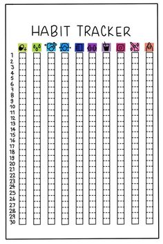 a printable habit tracker with the words habit tracker written in different colors and numbers