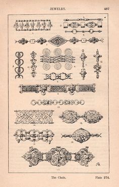 an old book page with different designs on it