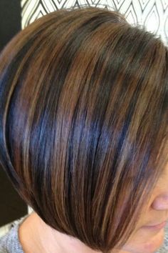 Chocolate Brown Hair With Highlights Short Bob, Black Bob With Brown Highlights, Chocolate Brown Bob With Highlights, Chocolate Brown Hair With Highlights Bob, A Line Bob Highlights Dark Brown, Brown Hair With Blonde Highlights, Hair Color Highlights