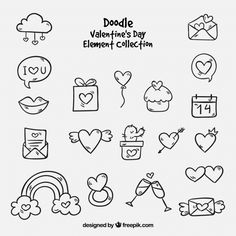 doodle valentine's day element collection