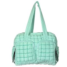 Travel in style with our GZ-2646 Puffer Quilted Travel Bag! This versatile mint bag is perfect for weekend getaways and has 2 front pockets for all your essentials. Its puffer quilted design is both cute and trendy, making it a must-have for any fashion-forward traveler. Quilted Green Shoulder Bag For Travel, Green Quilted Shoulder Bag For Travel, Casual Green Quilted Bag, Green Quilted Bag For Travel, Mint Bag, Travel Style, Travel Bag, Quilting Designs, Puffer