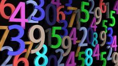 an array of multicolored numbers and numerals are shown in this image