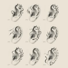 six images of different shapes and sizes of horse's heads in black and white