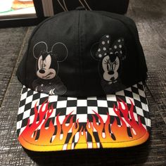 This Is A Brand New Vans Mickey Mouse Flames Adjustable Hat Casual Black Brimmed Mini Hat, Cute Black Snapback Baseball Cap, Casual Black Mini Hat With Curved Brim, Cute Black Hats For Spring, Cute Adjustable Black Hat, Fun Black Hat One Size, Fun Black Hat One Size Fits Most, Black Mini Hat With Short Brim, Trendy Black Mini Hat With Short Brim