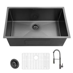 stainless steel kitchen sink with faucet and drain