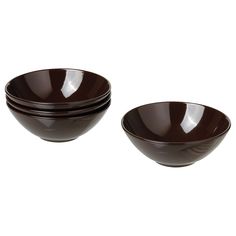 three brown bowls sitting next to each other