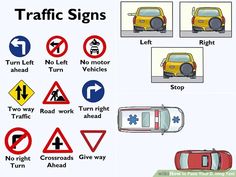 various traffic signs are shown in this graphic to help you know what the vehicle is