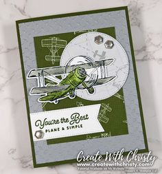 a green and white card with an airplane on it's side, which says you're the best