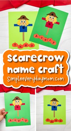 the scarecrow name craft is made with simple paper and colored crayons to make it