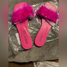 Zhxy & Shoes By Shein Pink Feathery Slides In Size. 9 1/2 Perfect Summer Shoe. Dress Up Or Dress Down Cheetah Flats, Shoes Shein, Fur Loafers, Pink Espadrilles, Black Pointed Toe Flats, Gold Loafers, Shein Shoes, Halloween Shoes, Womens Tweed