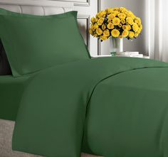 PRICES MAY VARY. 2 PIECE TWIN SIZE DUVET COVER SET: Transform your bedroom with our ultra soft 68” x 90” Twin / Twin XL size duvet cover set complete w/ (1) 20” x 26” pillow sham. Designed for ultimate comfort, this stylish set is luxurious, comfy, and oh-so-cozy - indulge in the ultimate sleep experience with our Twin / Twin XL size duvet cover set. Comforter NOT Included (Sold Separately). EXTRA SOFT & COMFY: Our duvet covers are made from plush double-brushed material, ensuring an exceptional Dark Green Pillow Sham, Plain Green Bedding, Twin Bed Green Bedding, Green Bedding Twin Xl, Full Size Duvet Cover, Kids Sheet Sets, Kids Sheets, Premium Hotel, Top Of Bed