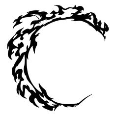 a black and white drawing of a circular frame with swirls on it's sides