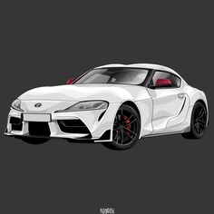 a white toyota sports car on a black and gray background with the words,'it is