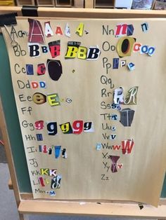 a bulletin board with letters and numbers on it