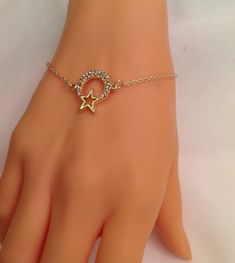 Excited to share this item from my #etsy shop: Gold Plated Moon Star Bracelet, Gold Rhinestone Pendant, Gold Jewelry, Star Jewelry, Cute  Necklace, Star Charm, Christmas Gifts Pendent Gold, Multi Chain Bracelet, Jewelry Star, Necklace Star, Bridal Pearl Necklace, Jewelry Cute, Star Bracelet, Star Jewelry, Pretty Bracelets