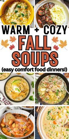 #foodie, #recipes, #cooking, #food inspiration Soups Fall Comfort Foods, Soups For The Winter, Soups For October, Rainy Soup Recipes, Easy Autumn Soup, Fall Stews Crockpot, Fall Soup Easy, Healthy Fall Soups Crock Pots, Easy Cozy Soup Recipes