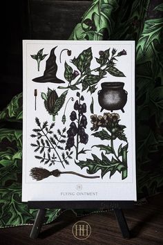 a card with an image of plants on it