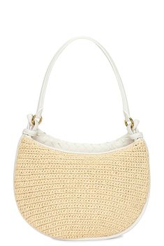 Find BOTTEGA VENETA Gemelli Bag on Editorialist. The Bottega Veneta Gemelli Bag is crafted from Intrecciato canvas with a canvas lining. It features a half-moon zipped handle in intrecciato leather. The bag has a top zipper closure, one main compartment, and an attached pouch detail. It measures approximately 10.5 inches wide, 6.5 inches high, and 1 inch deep. The bag also includes a shoulder strap with a 10 inch drop. The bag is made in Italy. Half Moon, 10 Inch, Bottega Veneta, Muse, Chalk, Shoulder Strap, In Italy, Pouch, Moon