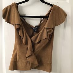 As Shown No Flaws Beautiful Soft Suede Top, Chestnut Leather, Suede Tops, Ralph Lauren Black Label, Black Label, Chestnut, Size 4, Ralph Lauren, Womens Tops